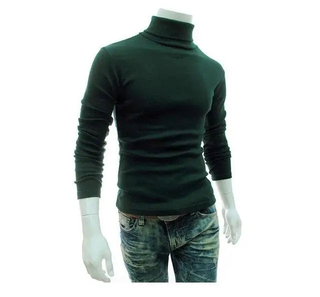 2020Fashion Men Sweater Solid Color Long Sleeve Turtleneck Sweater in Men's Pullovers Knitted Sweater Men Jersey Hombre Cuello
