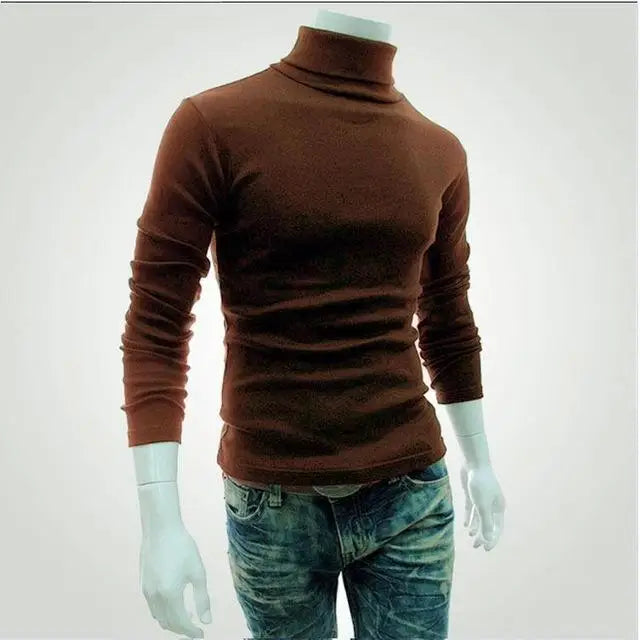 2020Fashion Men Sweater Solid Color Long Sleeve Turtleneck Sweater in Men's Pullovers Knitted Sweater Men Jersey Hombre Cuello
