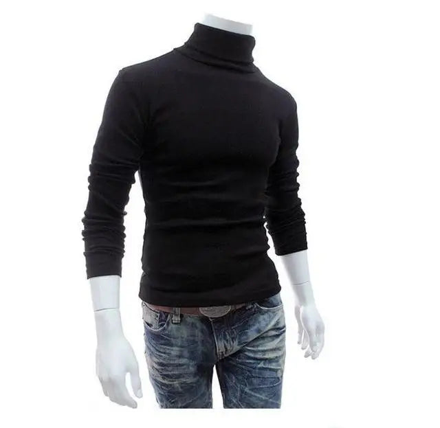 2020Fashion Men Sweater Solid Color Long Sleeve Turtleneck Sweater in Men's Pullovers Knitted Sweater Men Jersey Hombre Cuello