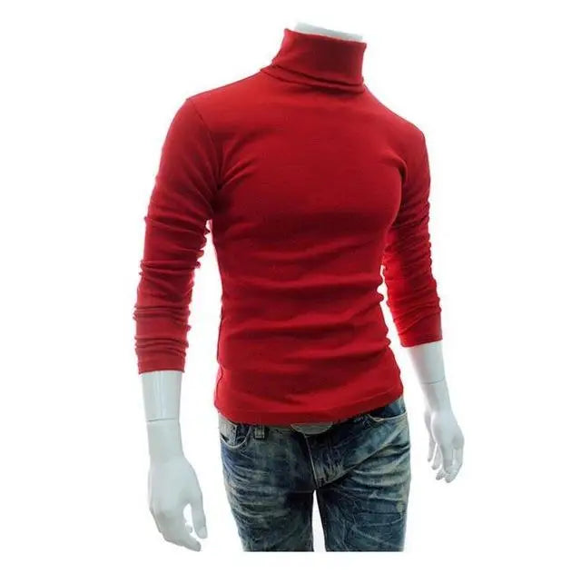 2020Fashion Men Sweater Solid Color Long Sleeve Turtleneck Sweater in Men's Pullovers Knitted Sweater Men Jersey Hombre Cuello