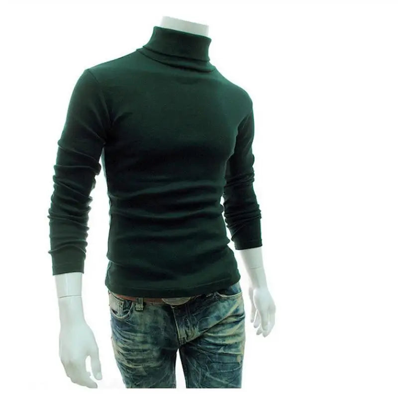 2020Fashion Men Sweater Solid Color Long Sleeve Turtleneck Sweater in Men's Pullovers Knitted Sweater Men Jersey Hombre Cuello