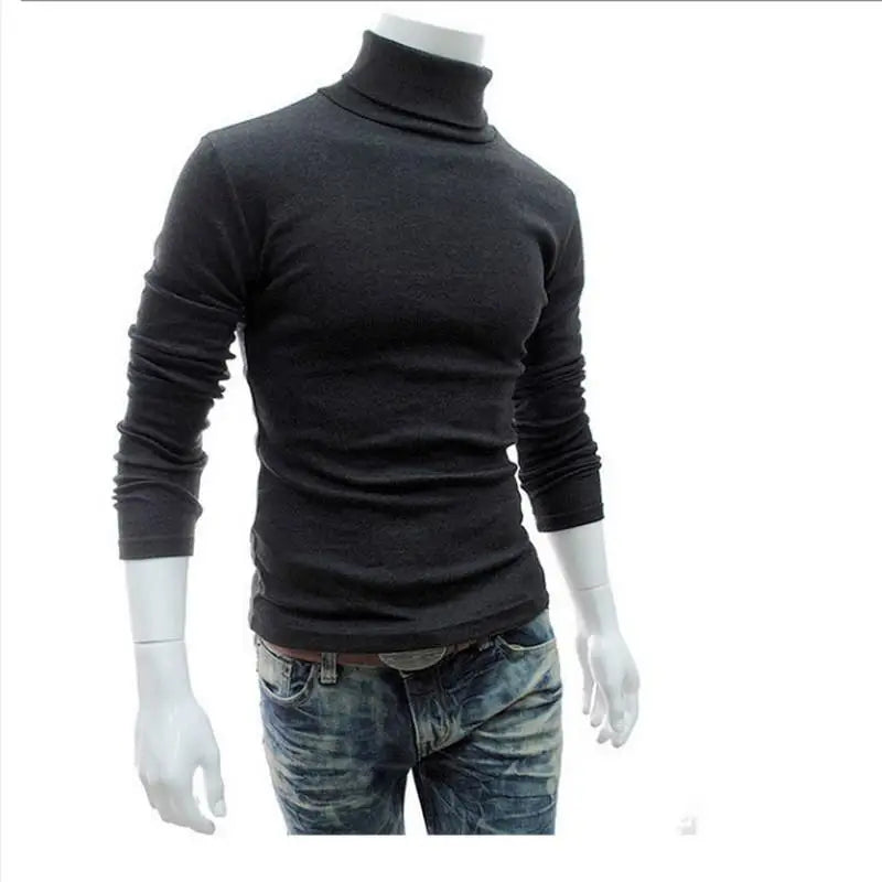 2020Fashion Men Sweater Solid Color Long Sleeve Turtleneck Sweater in Men's Pullovers Knitted Sweater Men Jersey Hombre Cuello