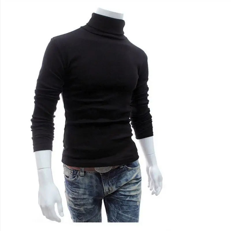 2020Fashion Men Sweater Solid Color Long Sleeve Turtleneck Sweater in Men's Pullovers Knitted Sweater Men Jersey Hombre Cuello