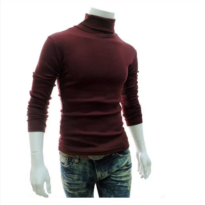 2020Fashion Men Sweater Solid Color Long Sleeve Turtleneck Sweater in Men's Pullovers Knitted Sweater Men Jersey Hombre Cuello