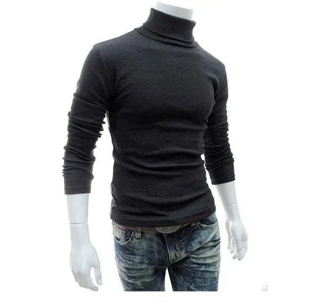 2020Fashion Men Sweater Solid Color Long Sleeve Turtleneck Sweater in Men's Pullovers Knitted Sweater Men Jersey Hombre Cuello