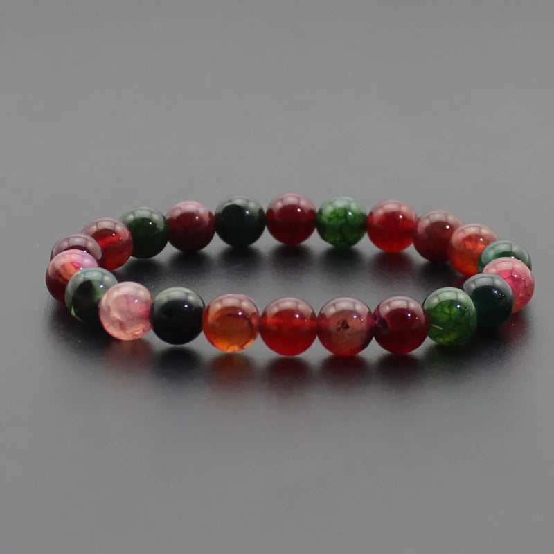 Beaded Bracelet 8mm Natural Stone Beads Black Onyx Lava Tiger Eye Agate Quartz Healing Energy For Women Men Yoga Chakra Jewelry