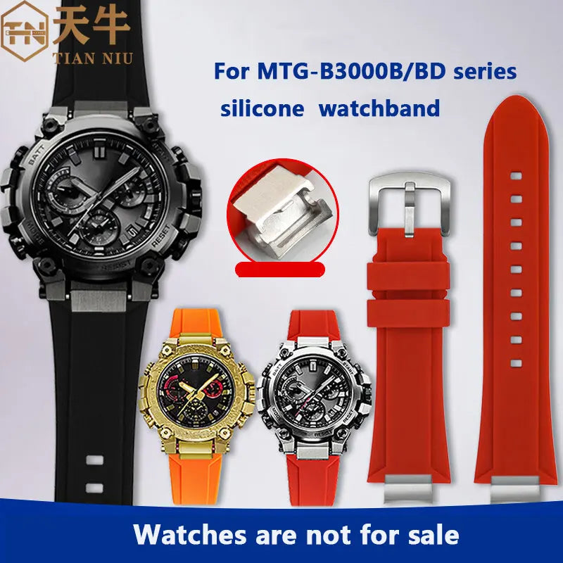MTG-B3000 silicone watch strap for Casio G-SHOCK series MTG-B3000B/BD modified quick release waterproof silicone strap wristband