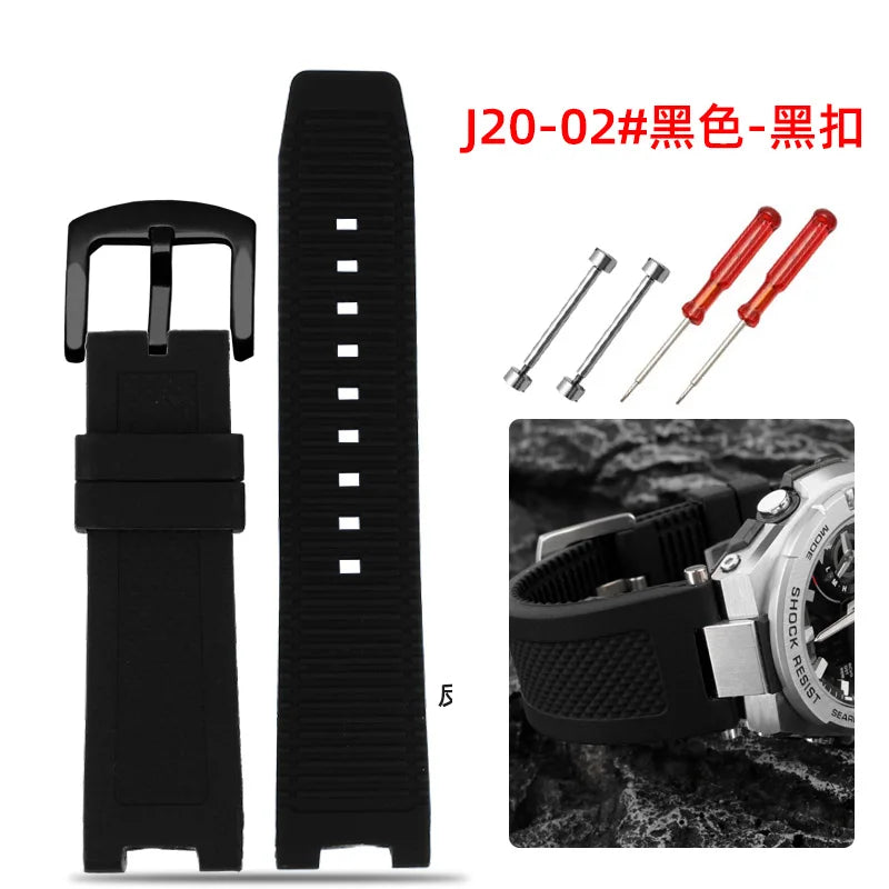 Recessed silica gel bracelet modified resin silica gel watch band for G-SHOCK Casio Steel Heart GST-B500D/AD series wristband