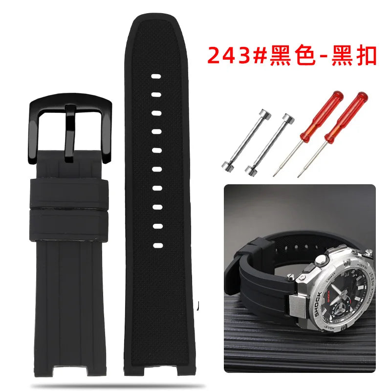 Recessed silica gel bracelet modified resin silica gel watch band for G-SHOCK Casio Steel Heart GST-B500D/AD series wristband