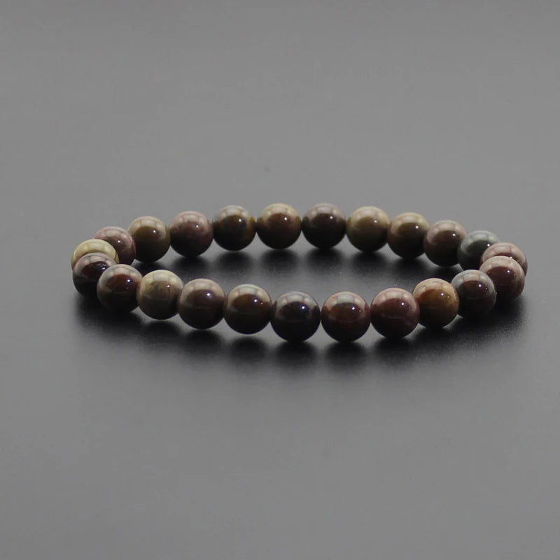Beaded Bracelet 8mm Natural Stone Beads Black Onyx Lava Tiger Eye Agate Quartz Healing Energy For Women Men Yoga Chakra Jewelry