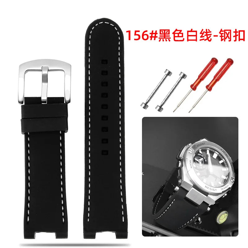 Recessed silica gel bracelet modified resin silica gel watch band for G-SHOCK Casio Steel Heart GST-B500D/AD series wristband
