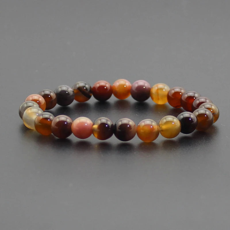 Beaded Bracelet 8mm Natural Stone Beads Black Onyx Lava Tiger Eye Agate Quartz Healing Energy For Women Men Yoga Chakra Jewelry