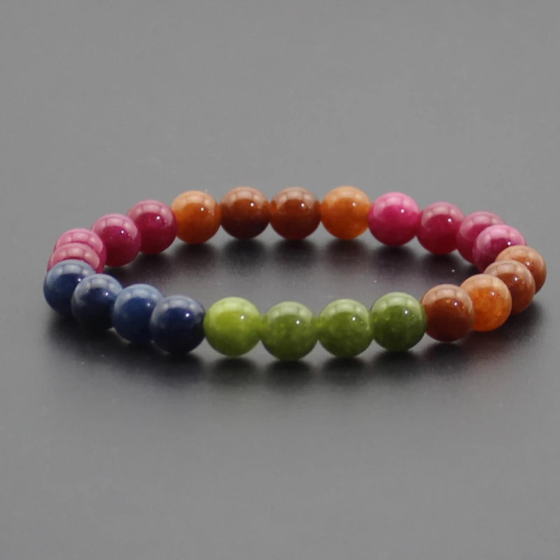 Beaded Bracelet 8mm Natural Stone Beads Black Onyx Lava Tiger Eye Agate Quartz Healing Energy For Women Men Yoga Chakra Jewelry