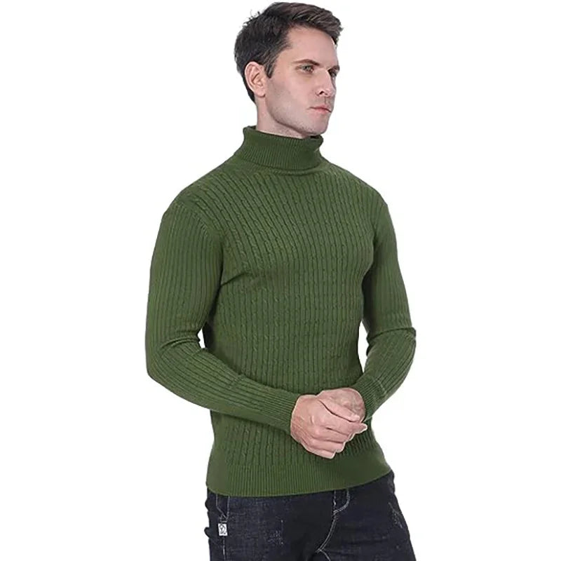 New Winter Men's Turtleneck Sweater Casual Men's Knitted Sweater Keep Warm Fitness Men Pullovers Tops