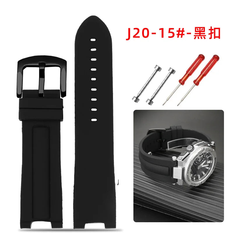Recessed silica gel bracelet modified resin silica gel watch band for G-SHOCK Casio Steel Heart GST-B500D/AD series wristband