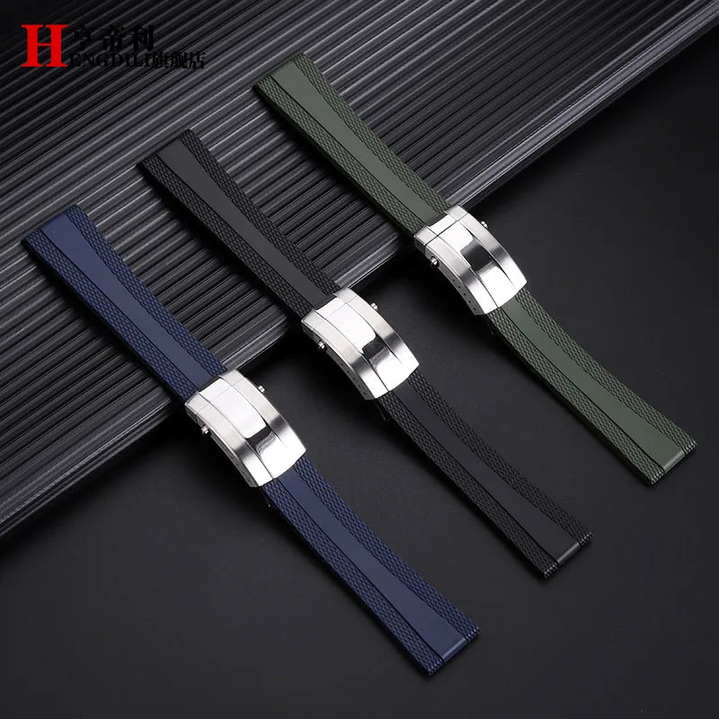 High quality Silicone Watch strap 22m For Breitling Superocean Navitimer Avenger Rubber Watchband Folding Buckle men accessories