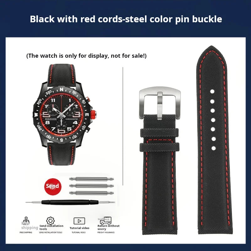 20mm 22mm Nylon Leather Watchband For Breitling Avenger navitimer Premier Men Women Canvas Fabric Watch Strap metal Folding Band