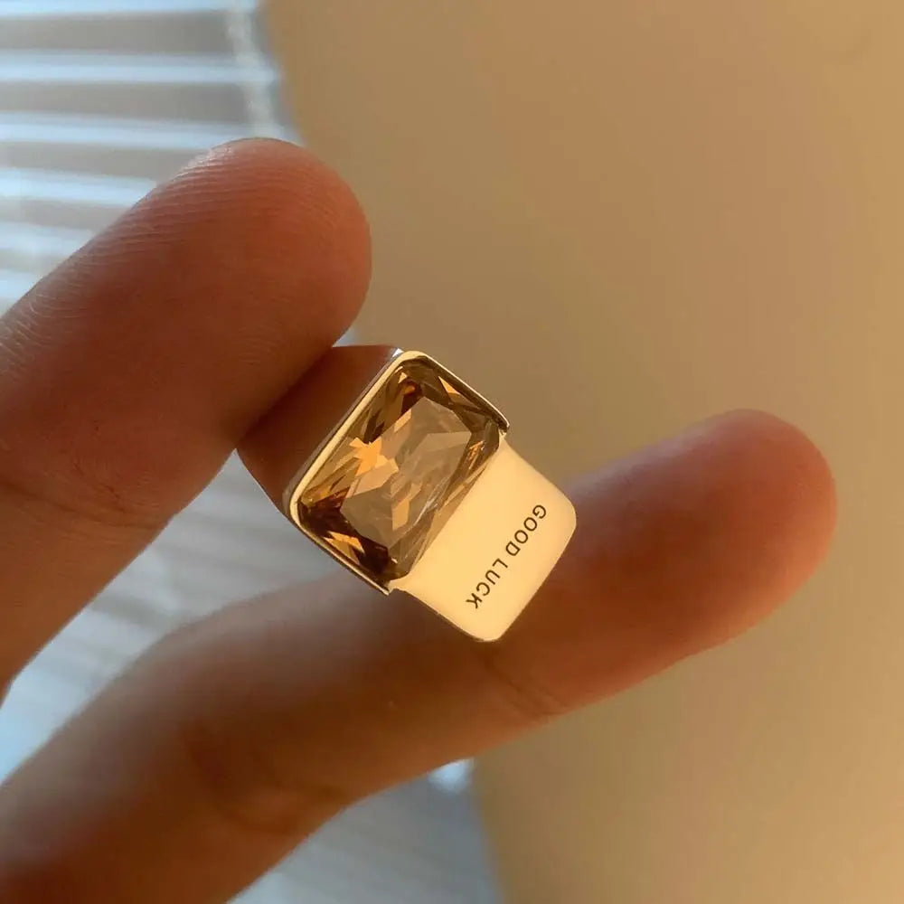 Signet Rings for Men Square Black Stone CZ Gold Silver Color Ring Hip Hop Wedding Male Jewelry