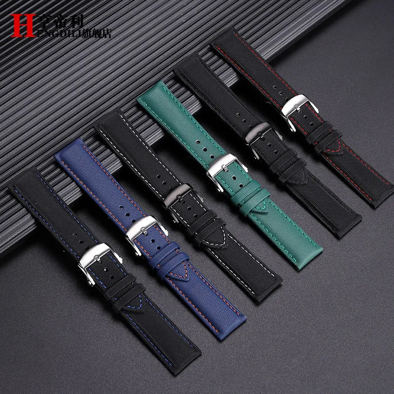 20mm 22mm Nylon Leather Watchband For Breitling Avenger navitimer Premier Men Women Canvas Fabric Watch Strap metal Folding Band