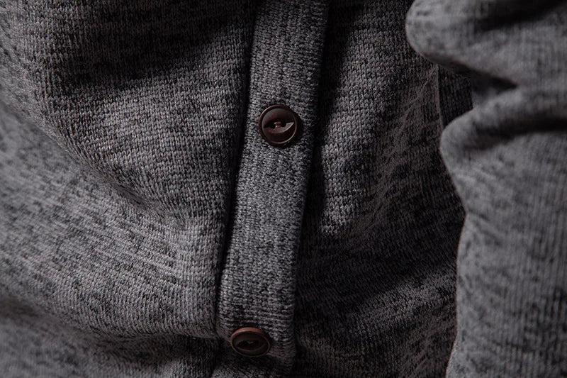 Gray Turtleneck Sweater for Men Fashion Oblique Button Long Sleeve Knit Sweaters Mens Casual British Style Bottoming Undershirt