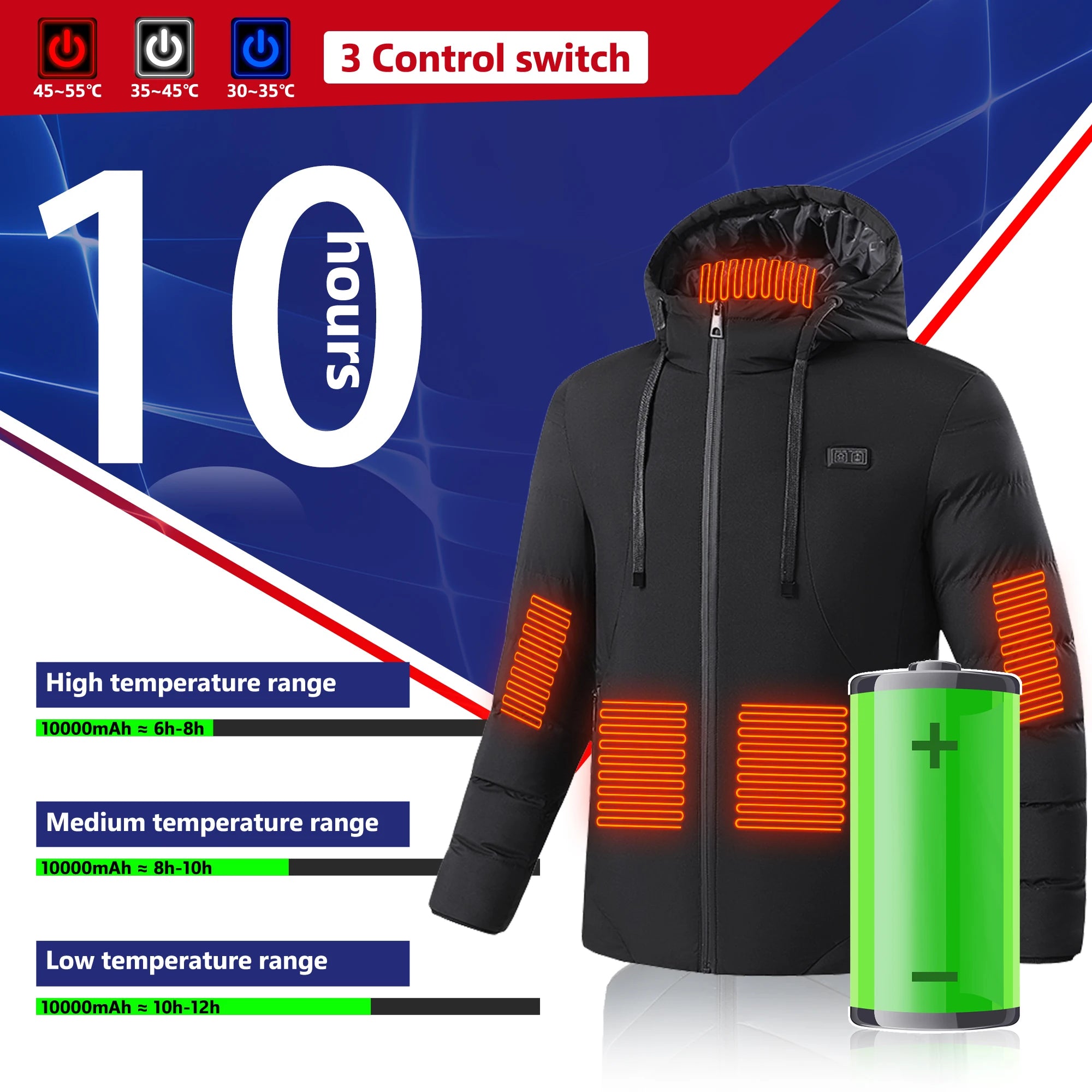 Heated Jacket 11 Areas Heated Jacket Men Electric Heating Jacket Usb Heated Jacket Hooded Heated Bodywarmer Heated Down Jacket