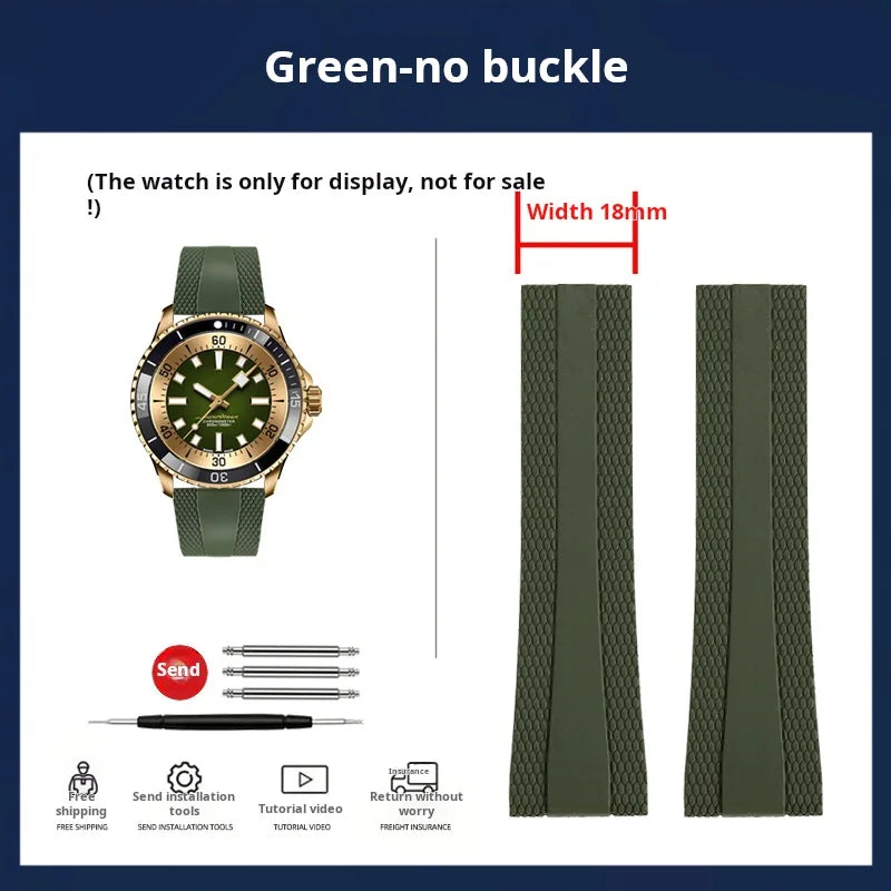 High quality Silicone Watch strap 22m For Breitling Superocean Navitimer Avenger Rubber Watchband Folding Buckle men accessories