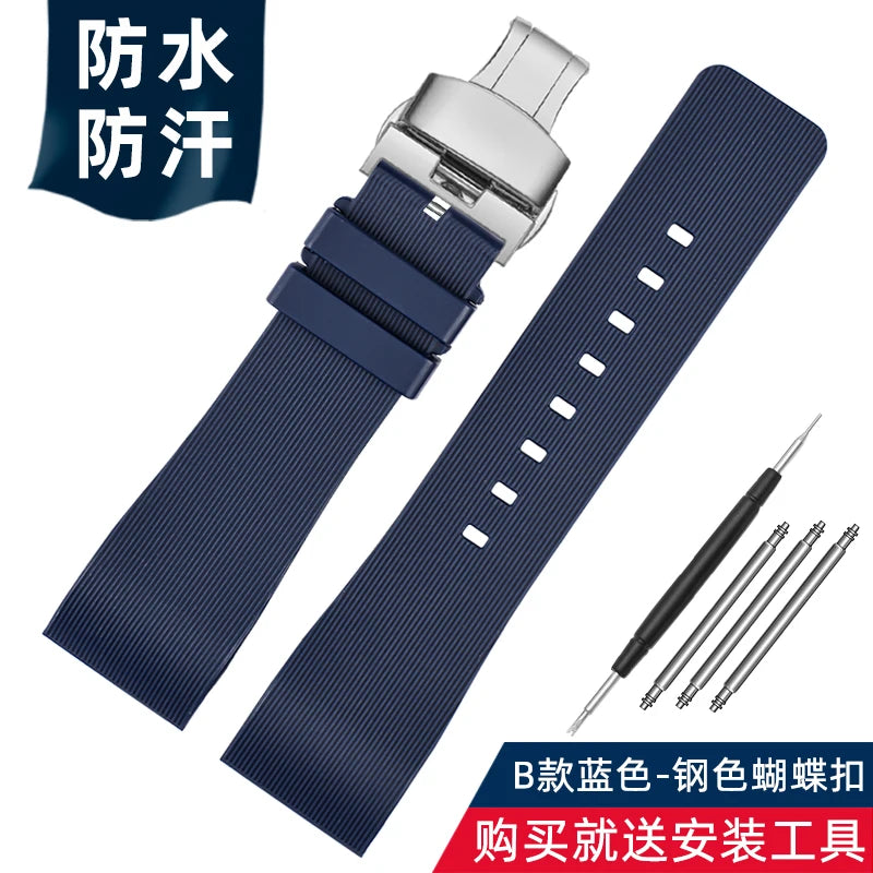 For Cartier Santos 100 rubber watch band black Rivet silicone strap 20mm 23mm watch band men women Brown blue soft bracelet