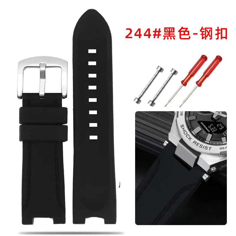 Recessed silica gel bracelet modified resin silica gel watch band for G-SHOCK Casio Steel Heart GST-B500D/AD series wristband