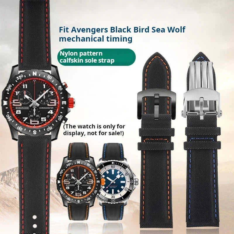 20mm 22mm Nylon Leather Watchband For Breitling Avenger navitimer Premier Men Women Canvas Fabric Watch Strap metal Folding Band