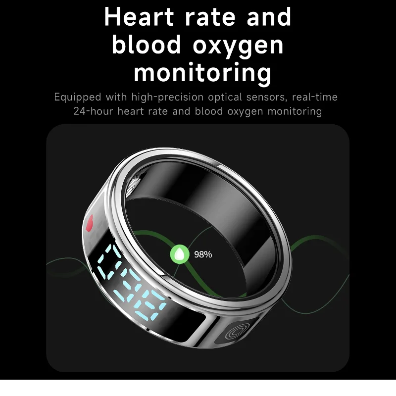 Xiaomi SR08 Smart Ring 5ATM Waterproof Display Screen Health Monitor Multi Sports Modes Sleep Monitoring Heart Rate Men Women
