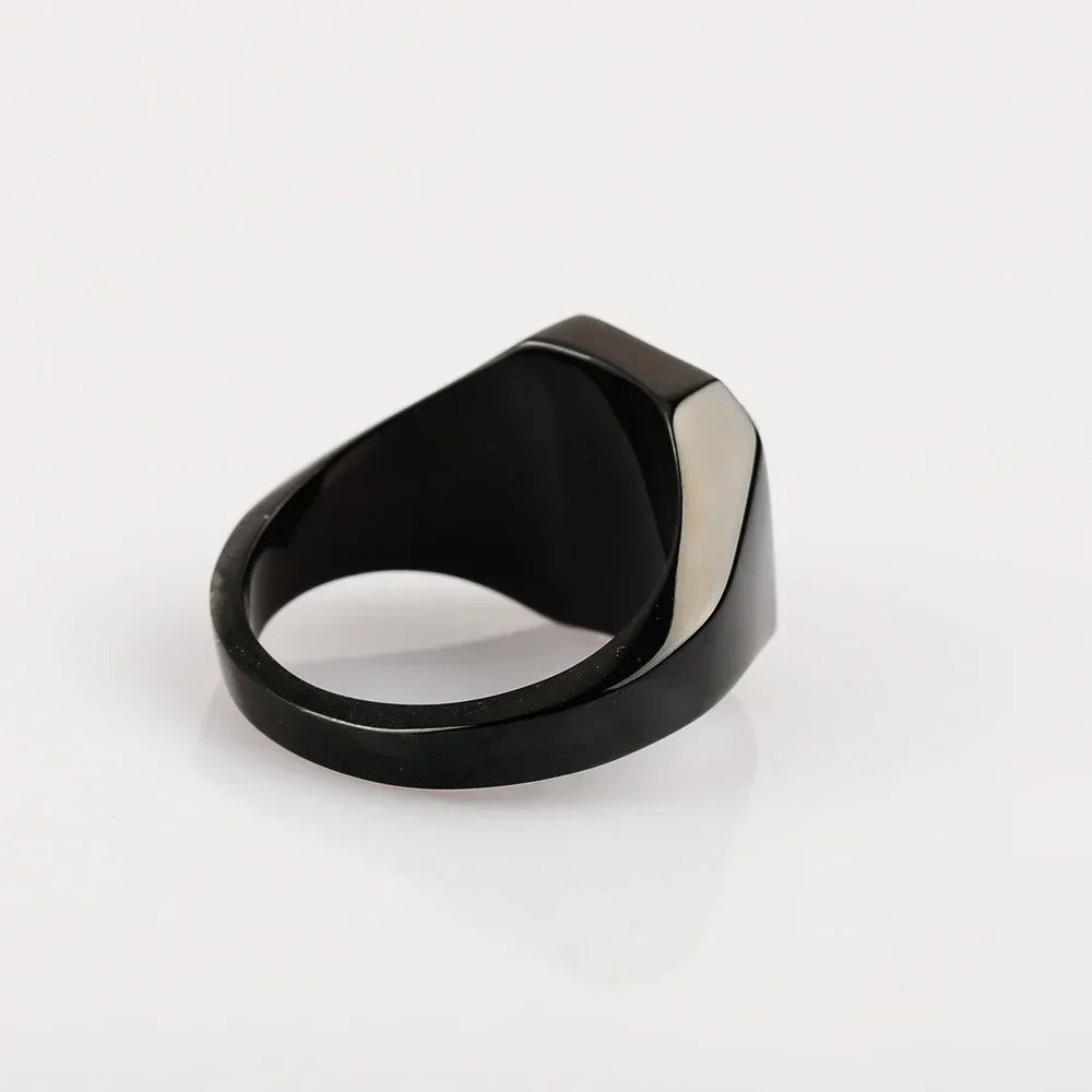 Vintage Men's Signet Rings Square Natural Tiger’s Eye Lapis Lazuli Stone Classic Male Stainless Steel Jewelry Gift for Boyfriend