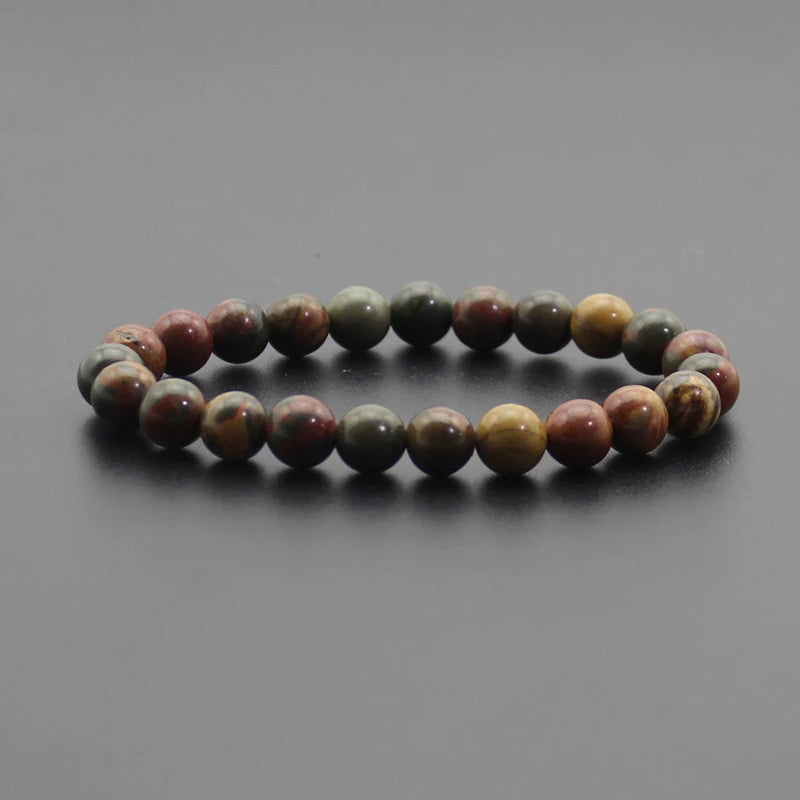 Beaded Bracelet 8mm Natural Stone Beads Black Onyx Lava Tiger Eye Agate Quartz Healing Energy For Women Men Yoga Chakra Jewelry
