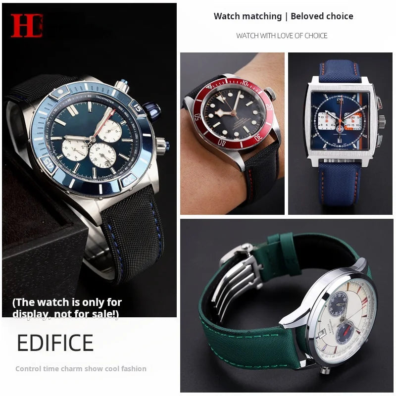 20mm 22mm Nylon Leather Watchband For Breitling Avenger navitimer Premier Men Women Canvas Fabric Watch Strap metal Folding Band