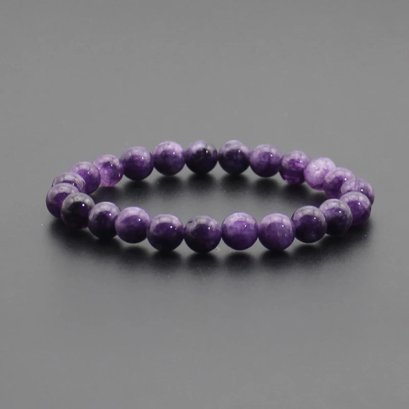 Beaded Bracelet 8mm Natural Stone Beads Black Onyx Lava Tiger Eye Agate Quartz Healing Energy For Women Men Yoga Chakra Jewelry