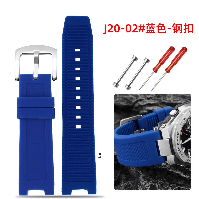 Recessed silica gel bracelet modified resin silica gel watch band for G-SHOCK Casio Steel Heart GST-B500D/AD series wristband