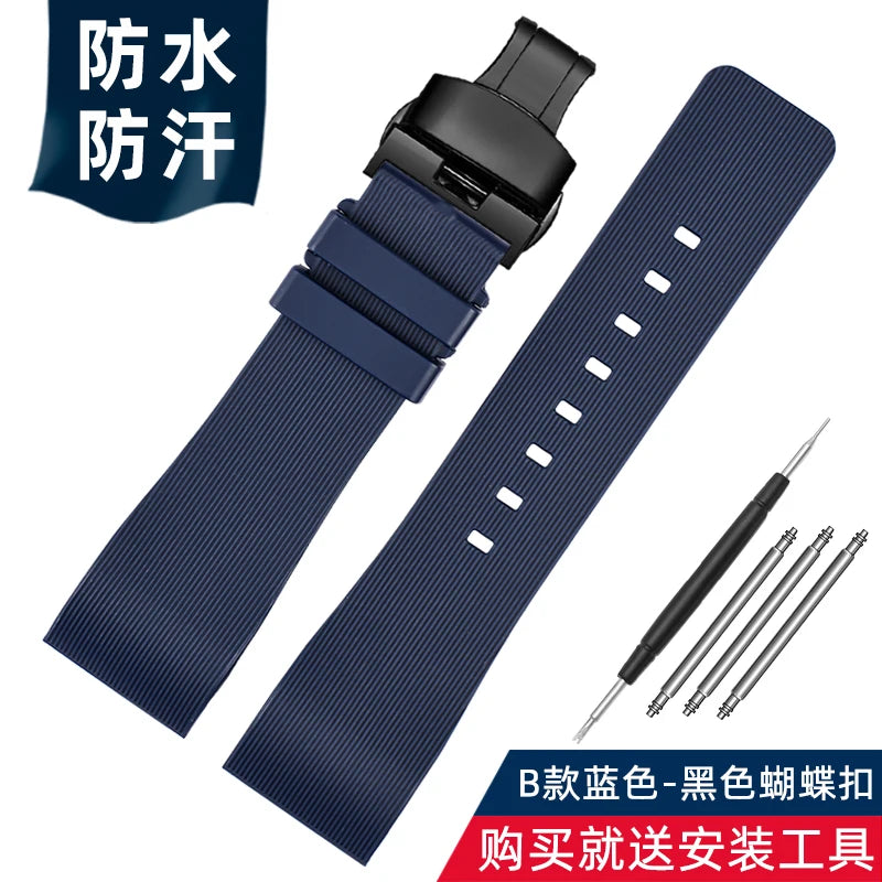 For Cartier Santos 100 rubber watch band black Rivet silicone strap 20mm 23mm watch band men women Brown blue soft bracelet