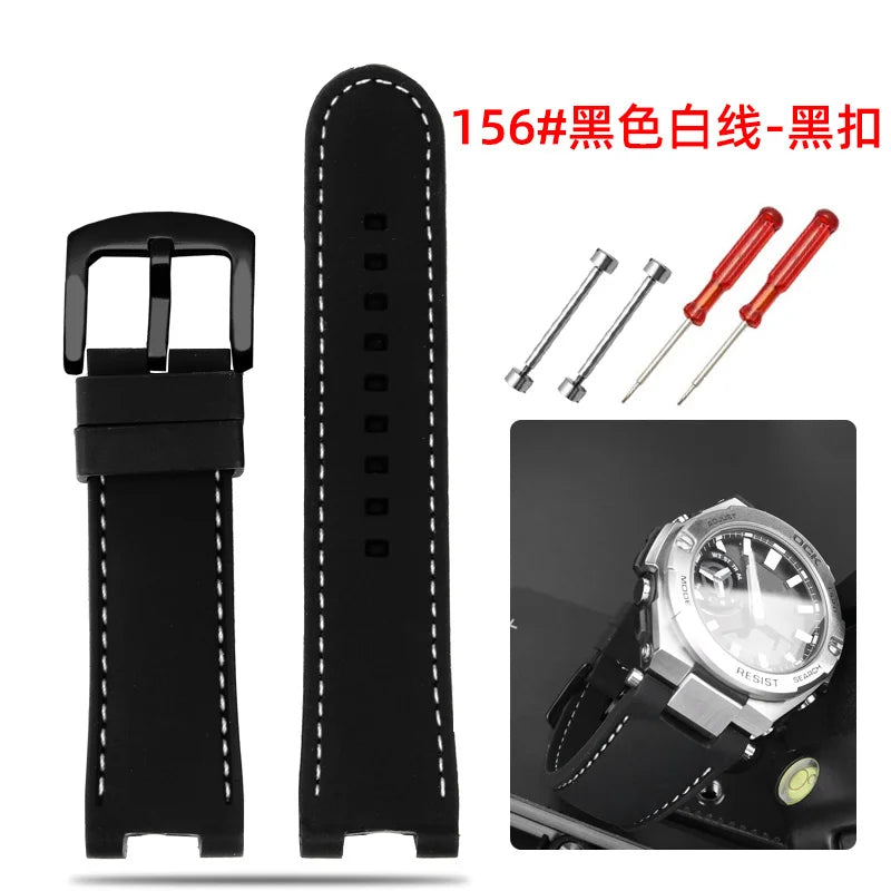 Recessed silica gel bracelet modified resin silica gel watch band for G-SHOCK Casio Steel Heart GST-B500D/AD series wristband
