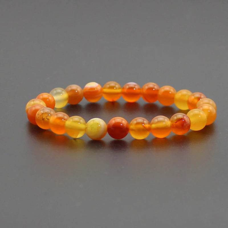 Beaded Bracelet 8mm Natural Stone Beads Black Onyx Lava Tiger Eye Agate Quartz Healing Energy For Women Men Yoga Chakra Jewelry