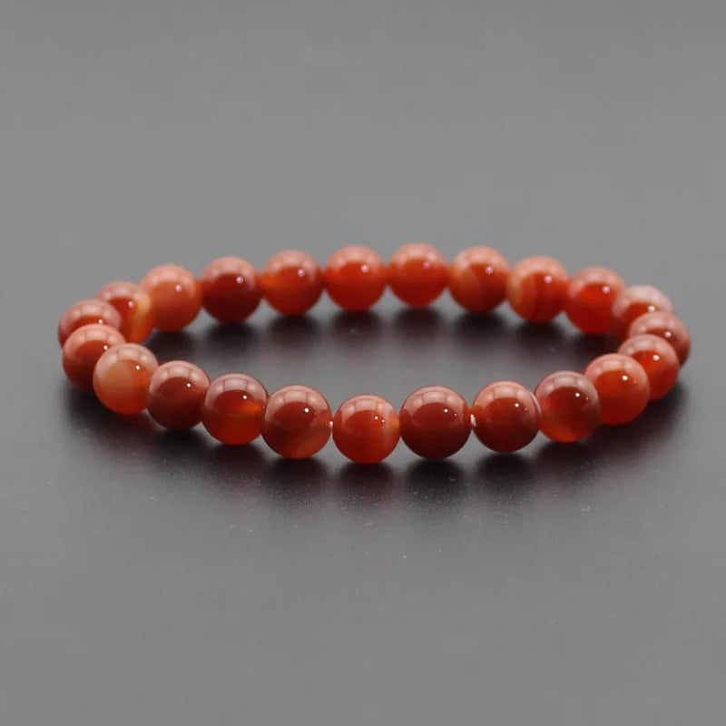 Beaded Bracelet 8mm Natural Stone Beads Black Onyx Lava Tiger Eye Agate Quartz Healing Energy For Women Men Yoga Chakra Jewelry