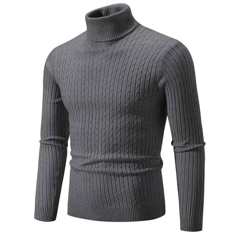New Winter Men's Turtleneck Sweater Casual Men's Knitted Sweater Keep Warm Fitness Men Pullovers Tops