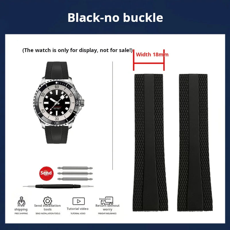 High quality Silicone Watch strap 22m For Breitling Superocean Navitimer Avenger Rubber Watchband Folding Buckle men accessories