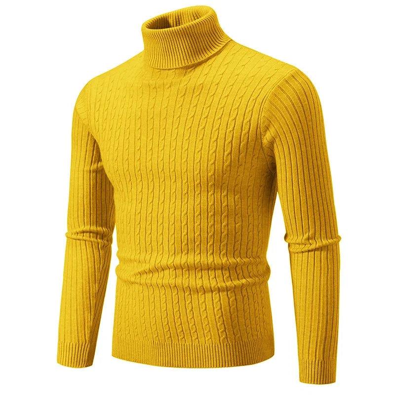 New Winter Men's Turtleneck Sweater Casual Men's Knitted Sweater Keep Warm Fitness Men Pullovers Tops