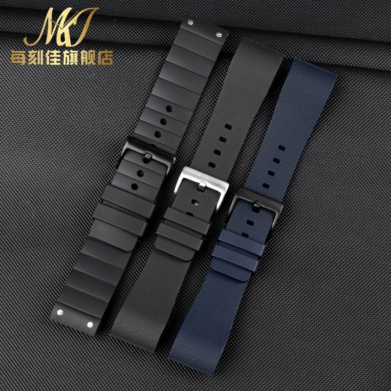 For Cartier Santos 100 rubber watch band black Rivet silicone strap 20mm 23mm watch band men women Brown blue soft bracelet