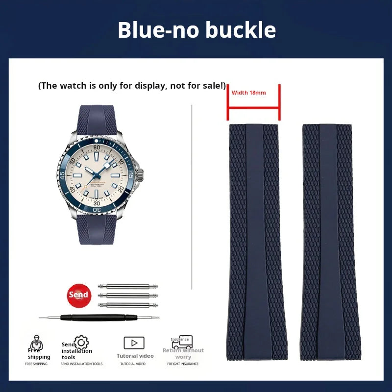 High quality Silicone Watch strap 22m For Breitling Superocean Navitimer Avenger Rubber Watchband Folding Buckle men accessories