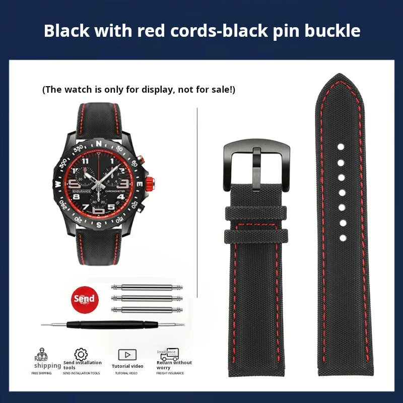 20mm 22mm Nylon Leather Watchband For Breitling Avenger navitimer Premier Men Women Canvas Fabric Watch Strap metal Folding Band