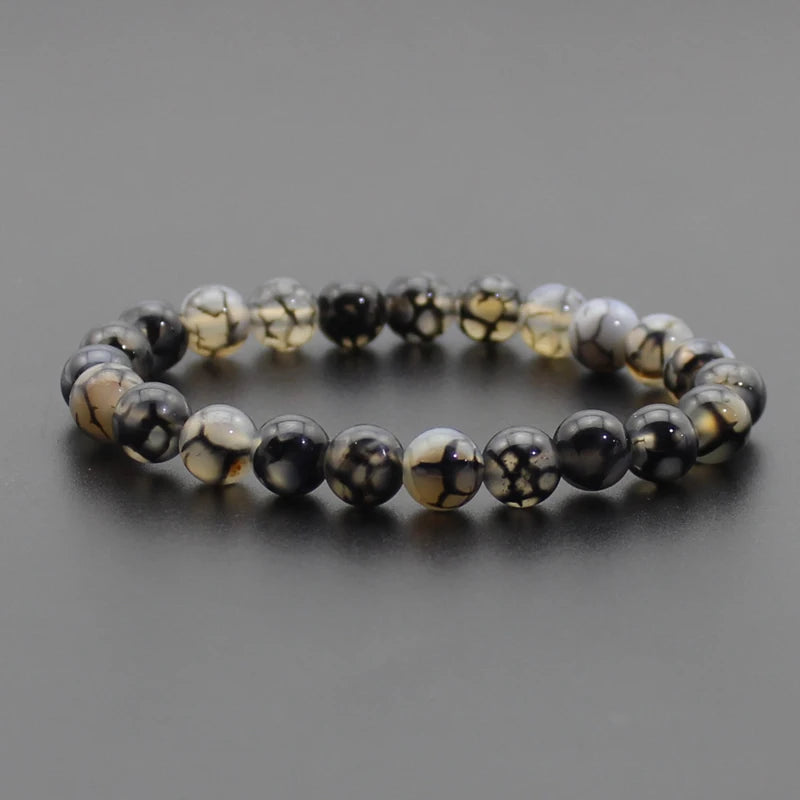 Beaded Bracelet 8mm Natural Stone Beads Black Onyx Lava Tiger Eye Agate Quartz Healing Energy For Women Men Yoga Chakra Jewelry