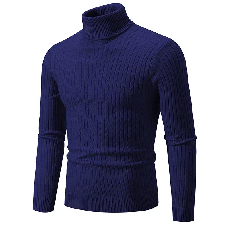 New Winter Men's Turtleneck Sweater Casual Men's Knitted Sweater Keep Warm Fitness Men Pullovers Tops