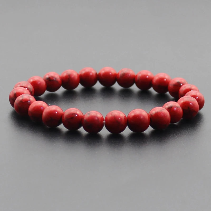 Beaded Bracelet 8mm Natural Stone Beads Black Onyx Lava Tiger Eye Agate Quartz Healing Energy For Women Men Yoga Chakra Jewelry