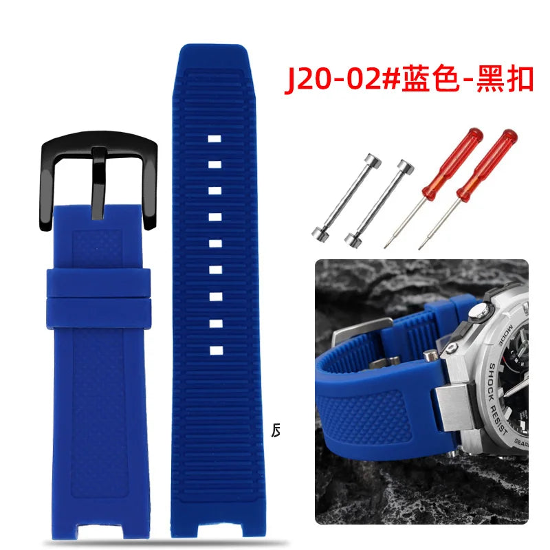 Recessed silica gel bracelet modified resin silica gel watch band for G-SHOCK Casio Steel Heart GST-B500D/AD series wristband