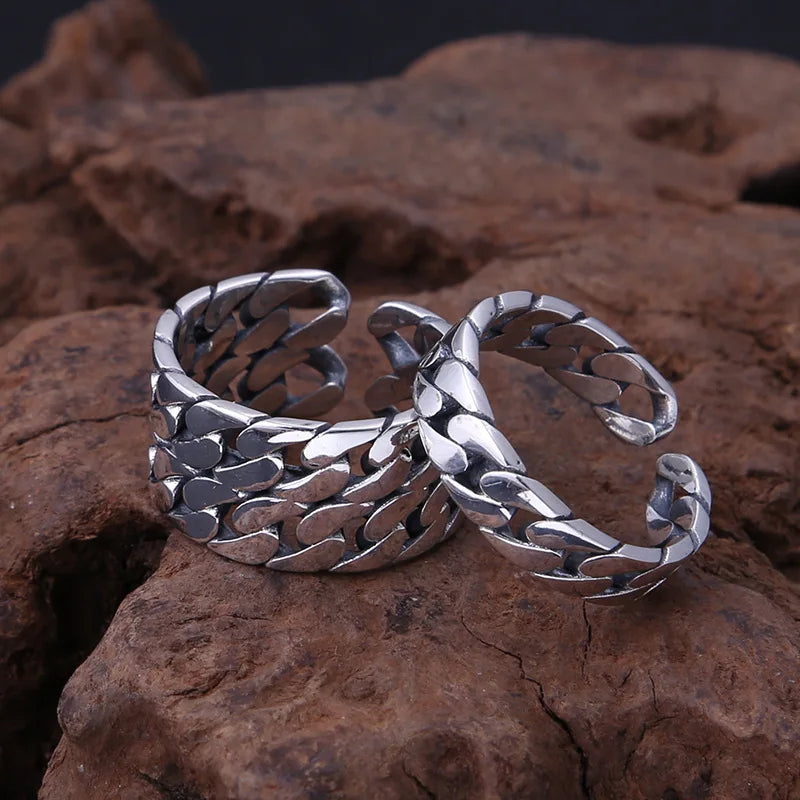 WholeSale  Sterling Silver jewelry japaneSe and korean trendyy gloSSy ring for male and female couple ring thai Silver open ring